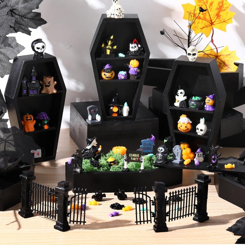 Sonwyoung 58 Pcs Halloween Mini Figurines Set, Plastic Mini Resin Halloween Miniature Landscape Ornaments Decorations for Dollhouse Accessories Garden Village Collections(Pumpkin) - Image 4